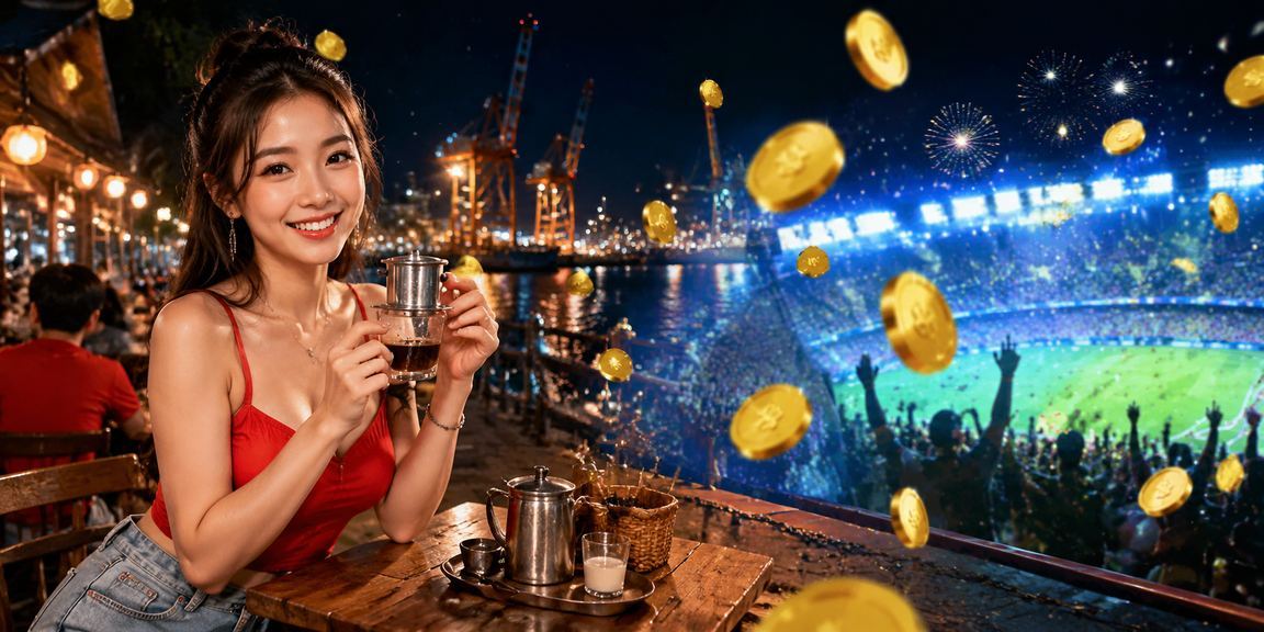 Người dùng Hải Phòng xem dữ liệu betting trong quán cà phê buổi tối