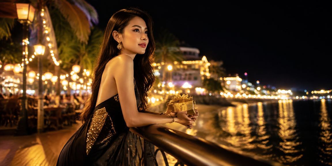 Chợ đêm Phú Quốc minh họa người dùng kiểm tra thanh toán trên di động